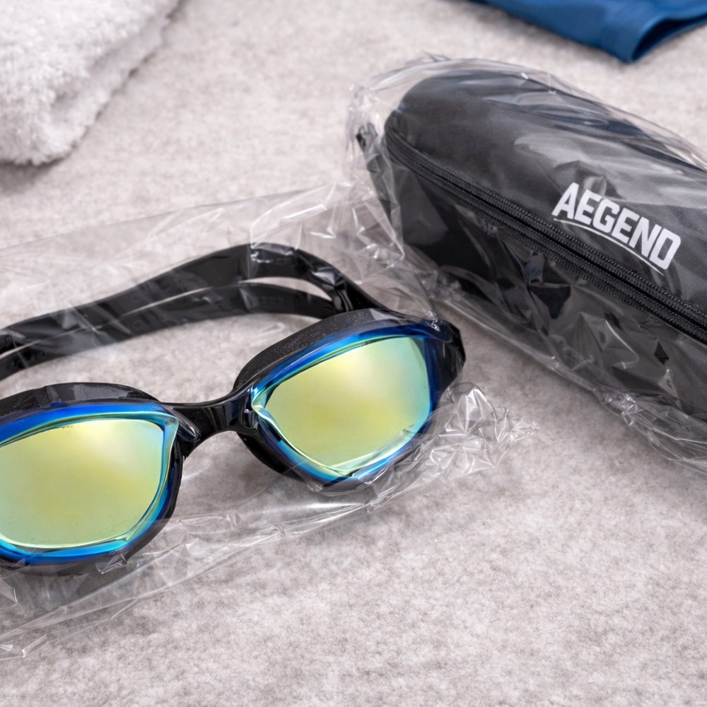 Aegend Mirrored Swim 2 Goggles with one case